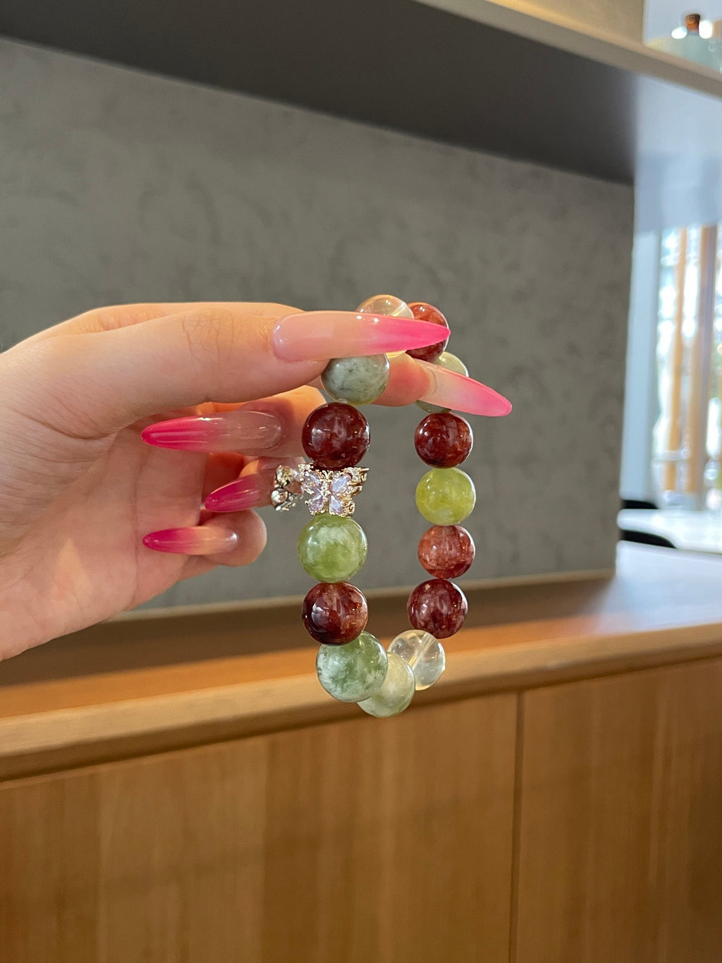 Golden Orchard – Red Flower Agate, Xiuyu Jade & Lemon Citrine Crystal Bracelet