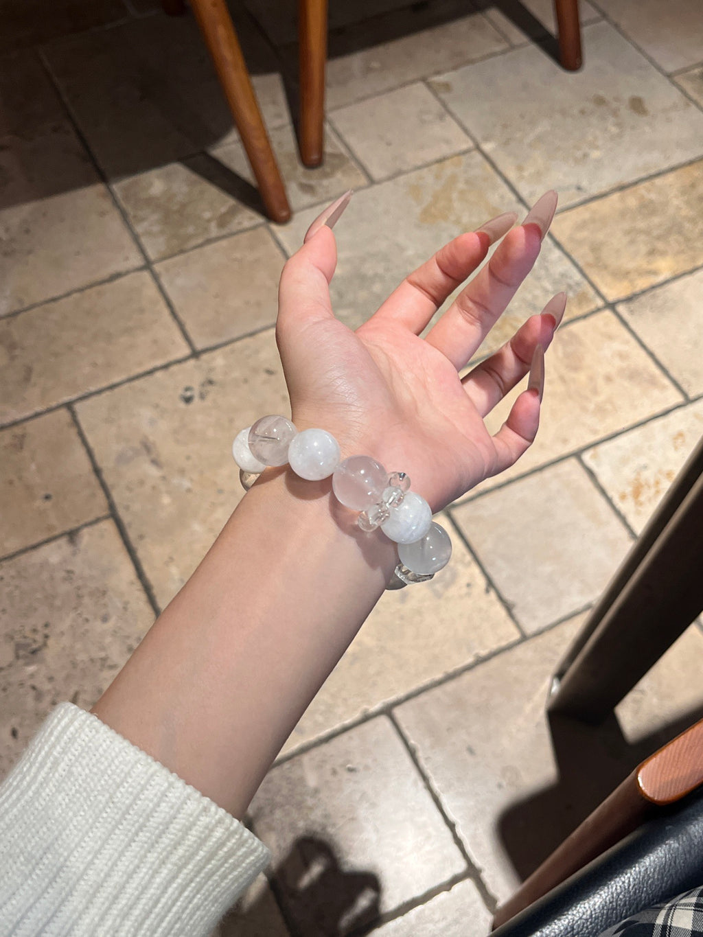 Snowcrest Crystal Bracelet | White Phantom, Milky Quartz & Clear Quartz | 16mm