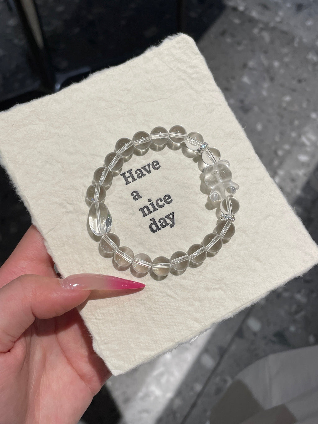 Ice Bear Crystal Bracelet | 8mm Natural Clear Quartz