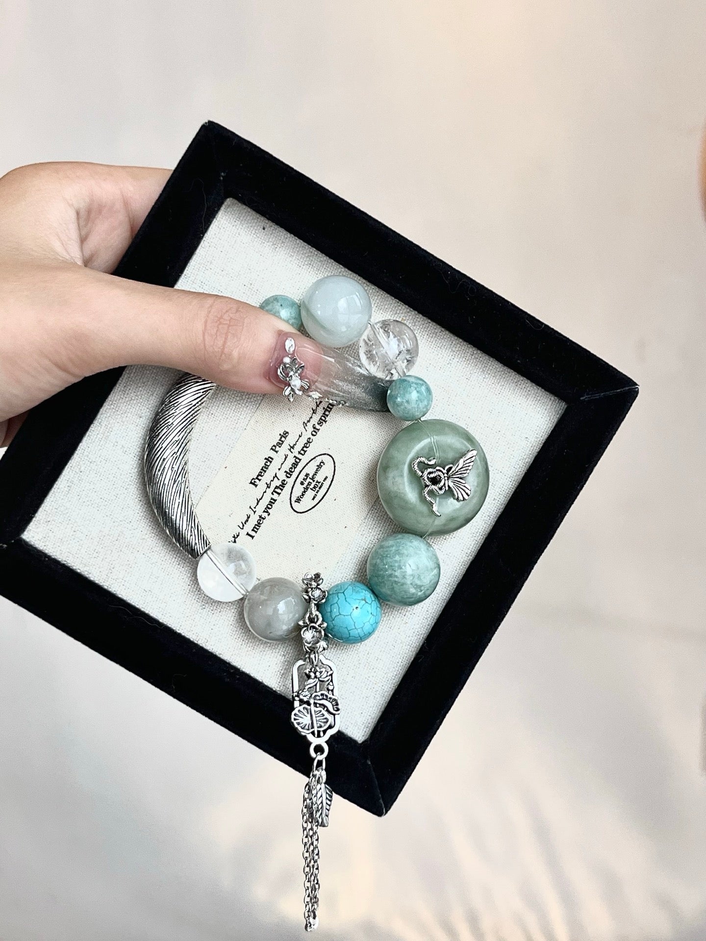 “Spring Memory” Bracelet | Xiuyu Jade, Amazonite, Turquoise & Tianshan Emerald 10–16mm