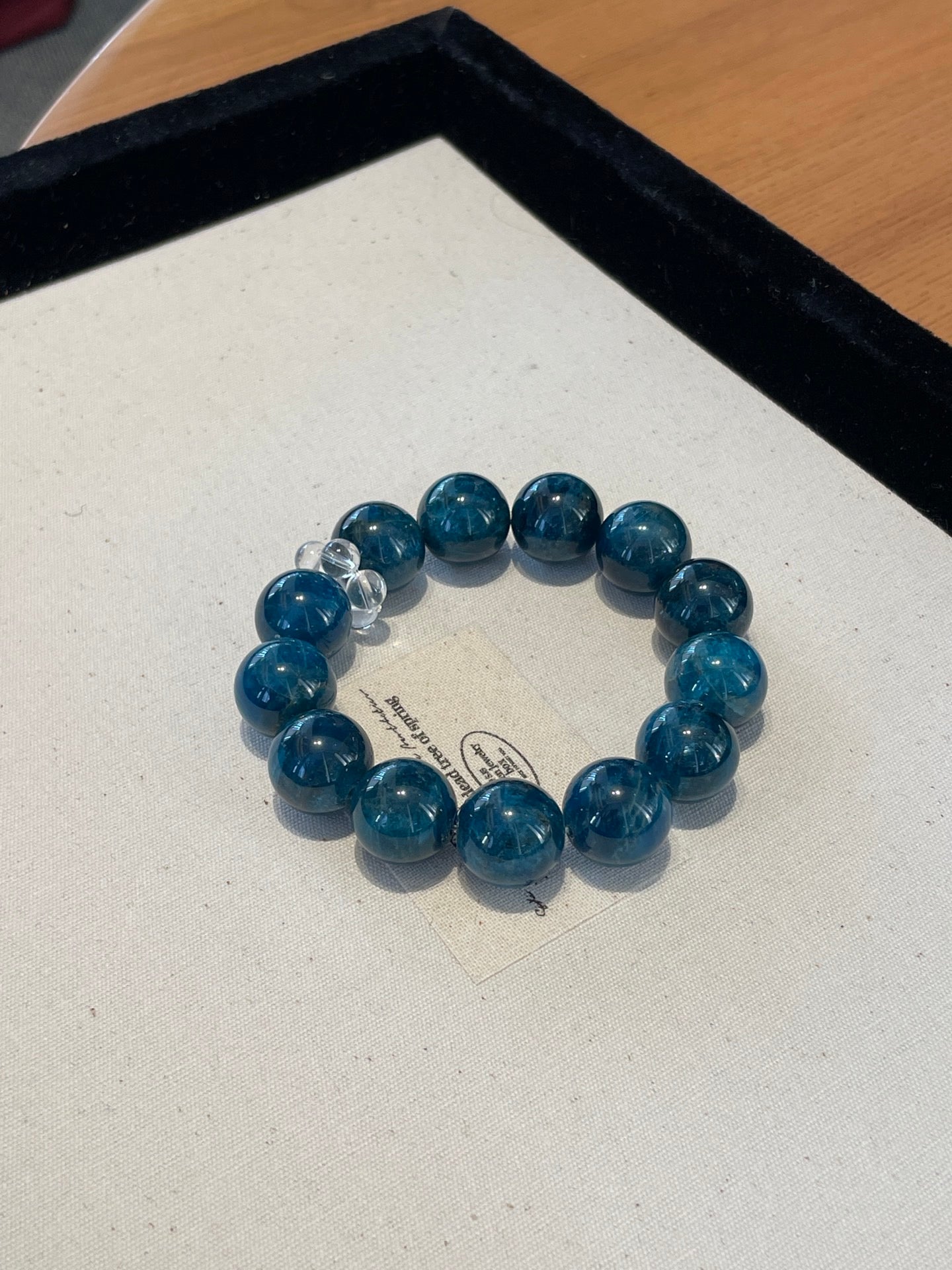Blue Haven – Blue Phosphosiderite & White Crystal Rings Bracelet