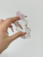 Sweetheart Bear Pendant | Rose Quartz & White Phantom Crystal | 17mm