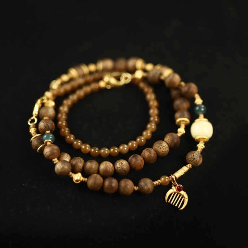 6mm Aquamarine & Hetian Jade Choker Necklace Bracelet | Natural Agarwood