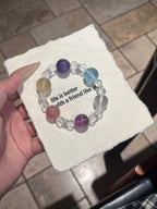 Rainbow Candy | Amethyst, Clear Quartz, Citrine, Aquamarine, Purple Fluorite & Strawberry Quartz Bracelet | 8–14.5mm