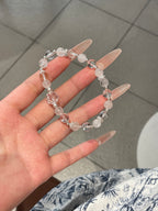 White Phantom & Clear Quartz Bracelet | 8–10mm Beads