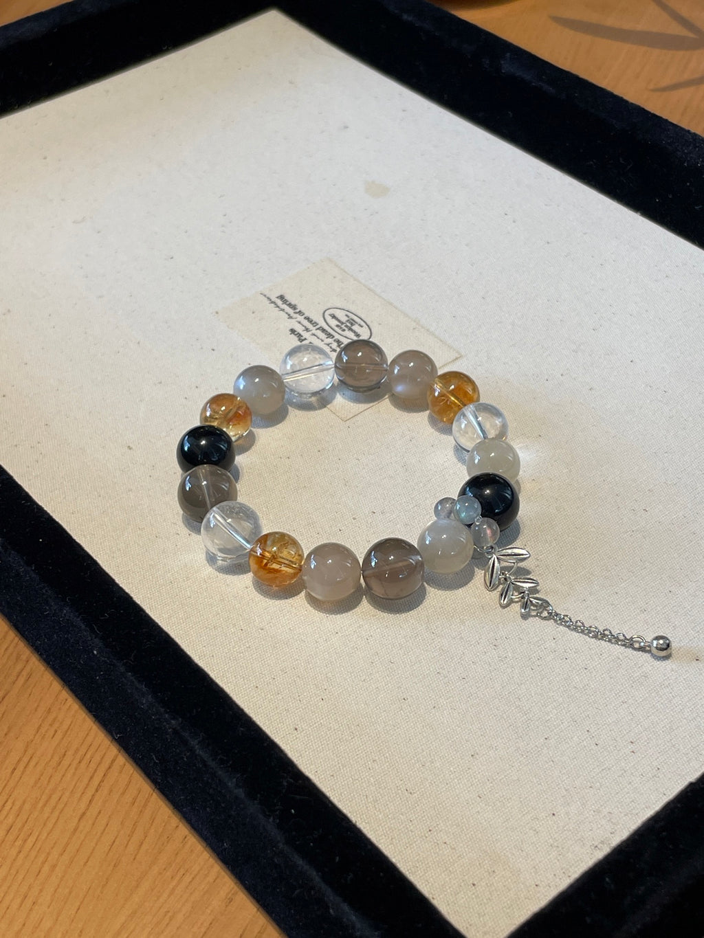 Starlit Galaxy – Starry Backbone, Obsidian, Smoky Quartz Crystals Bracelet