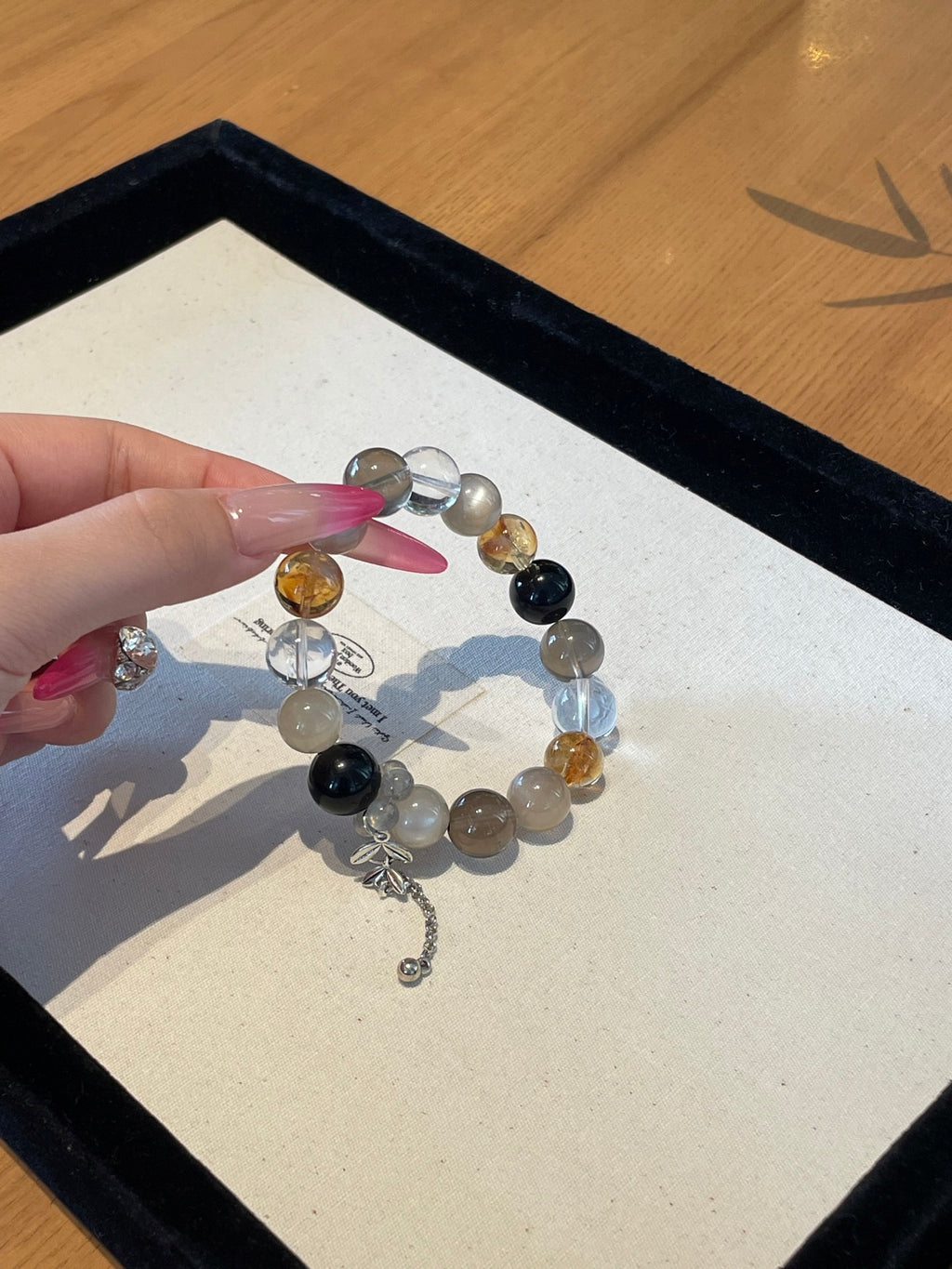 Starlit Galaxy – Starry Backbone, Obsidian, Smoky Quartz Crystals Bracelet