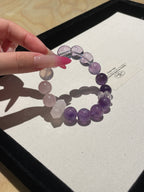 Amethyst Rose Glass Bracelet | Rose Quartz, Milky Quartz & Amethyst | 12mm
