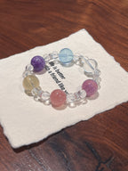 Rainbow Candy | Amethyst, Clear Quartz, Citrine, Aquamarine, Purple Fluorite & Strawberry Quartz Bracelet | 8–14.5mm