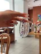 Snow Sakura Crystal Bracelet | Amethyst, Fluorite, Rose Quartz & Aquamarine | 6–12mm Beads