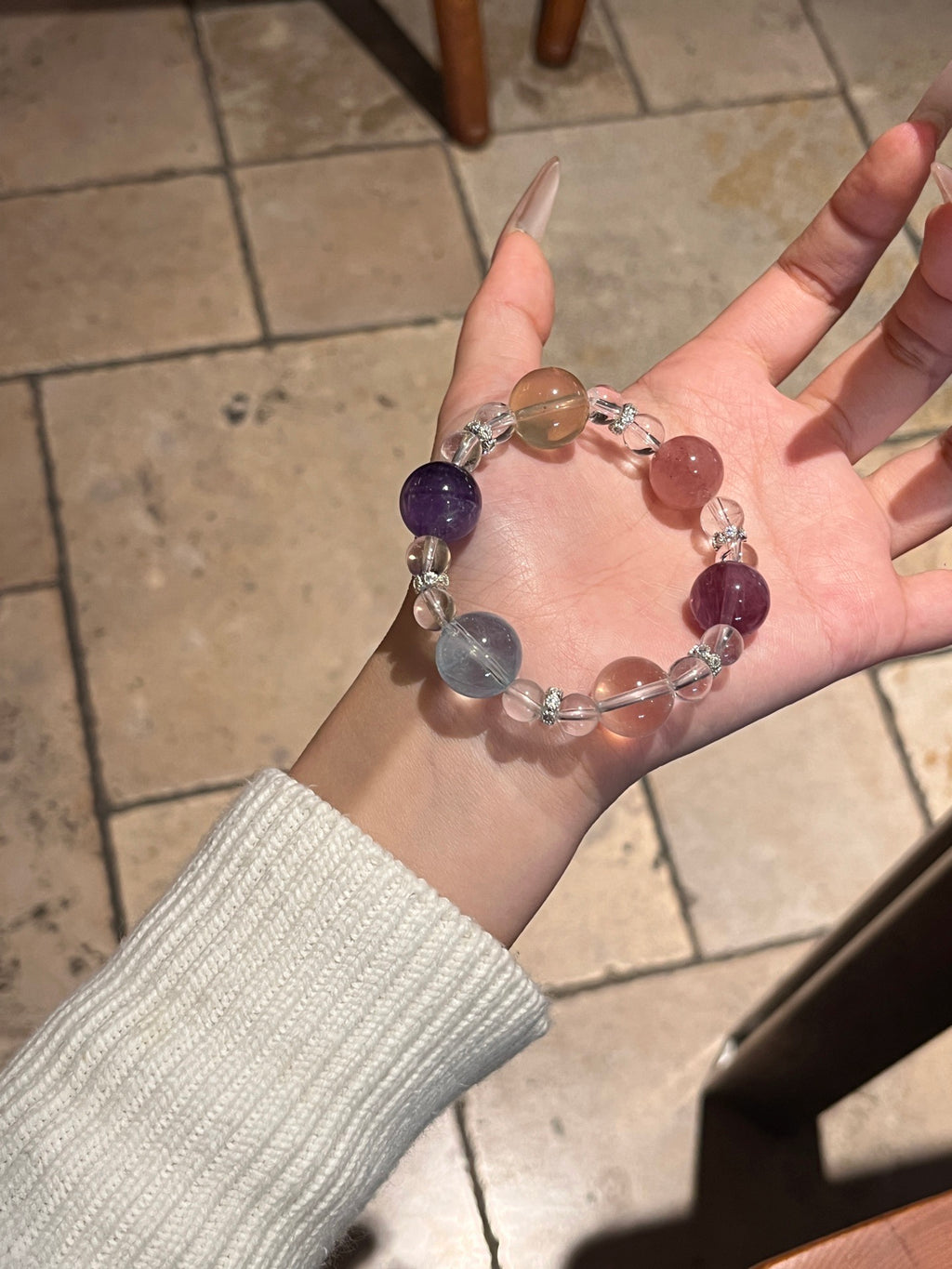 Rainbow Candy | Amethyst, Clear Quartz, Citrine, Aquamarine, Purple Fluorite & Strawberry Quartz Bracelet | 8–14.5mm