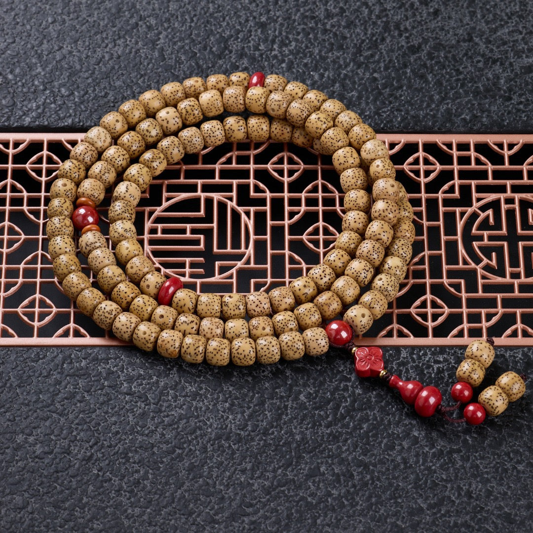 7*9mm Star-Moon Bodhi beads paired with Emperor Sand Buddhist prayer 108 Beads