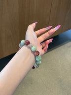 Golden Orchard – Red Flower Agate, Xiuyu Jade & Lemon Citrine Crystal Bracelet