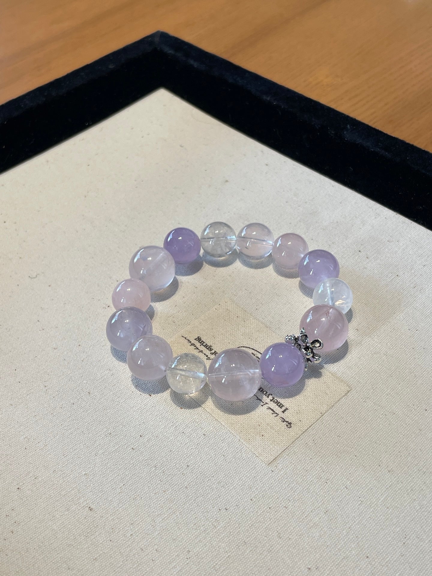 Violet Rain – Amethyst, Rose Quartz & White Phantom Quartz Bracelet