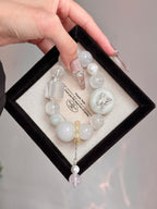Snow Butterfly – White Crystal, White Phantom & Tianshan Jade Crystal Bracelet