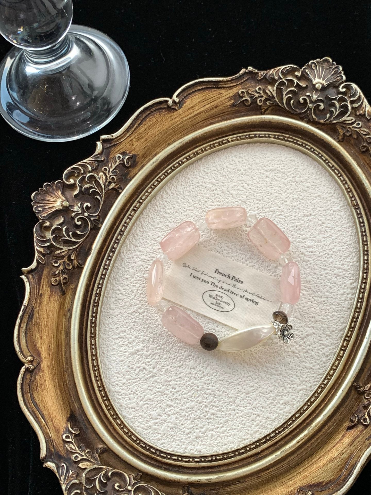 Pink Mailbox – Rose Quartz, Smoky Quartz & Agarwood Crystal Bracelet
