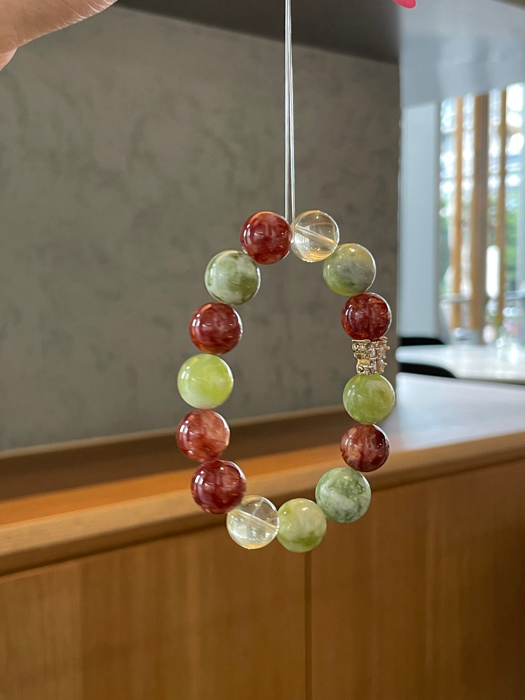 Golden Orchard – Red Flower Agate, Xiuyu Jade & Lemon Citrine Crystal Bracelet