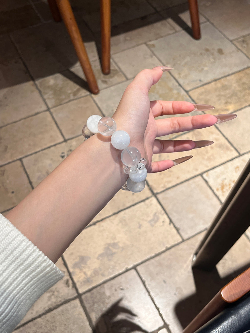 Snowcrest Crystal Bracelet | White Phantom, Milky Quartz & Clear Quartz | 16mm