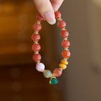 10mm Cherry Red Agate & Green Agate Maitreya Bracelet