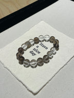 Wildwood Crystal Bracelet | Smoky Quartz & Clear Quartz | 10mm