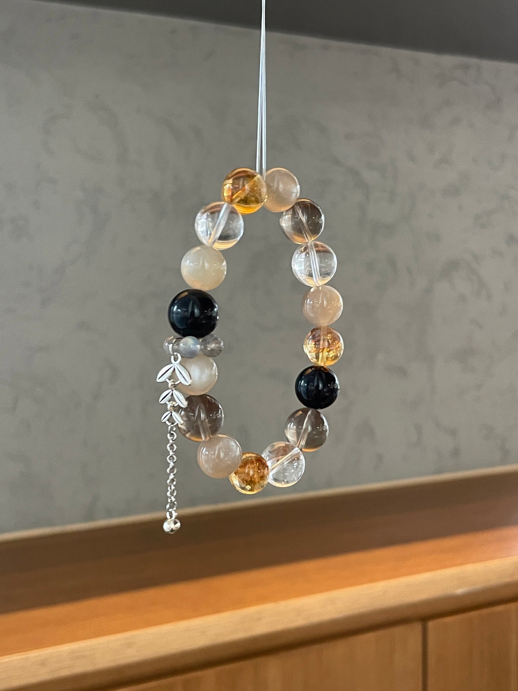 Starlit Galaxy – Starry Backbone, Obsidian, Smoky Quartz Crystals Bracelet