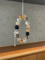 Starlit Galaxy – Starry Backbone, Obsidian, Smoky Quartz Crystals Bracelet