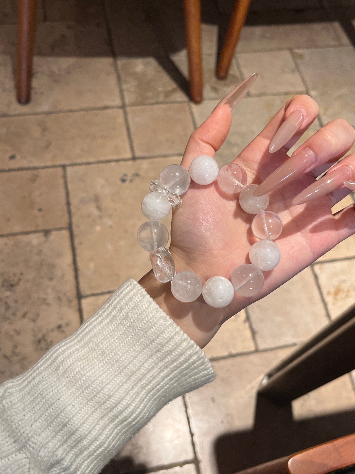 Snowcrest Crystal Bracelet | White Phantom, Milky Quartz & Clear Quartz | 16mm