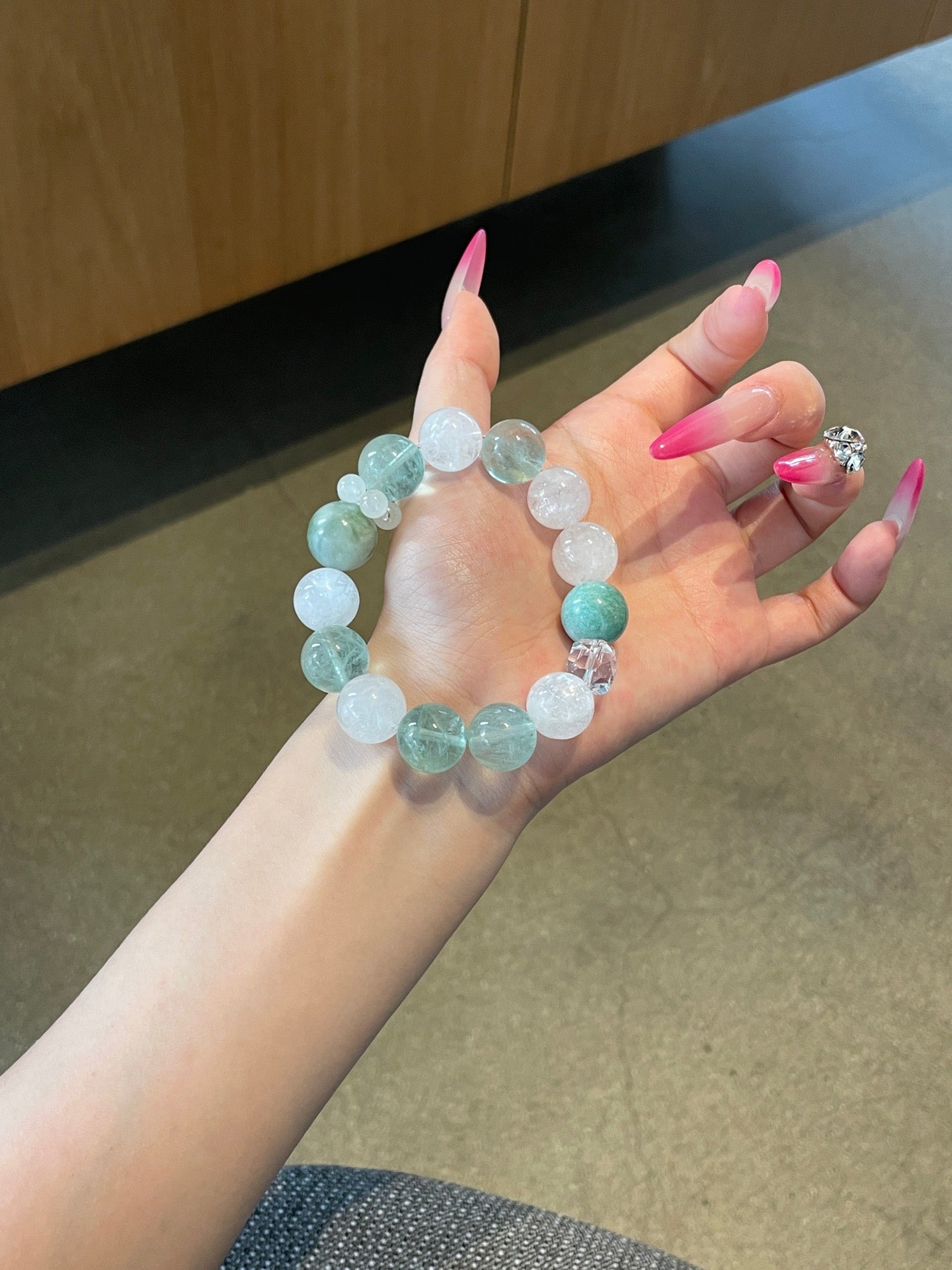 Sea Breeze – Blue Phosphosiderite & White Crystal Bracelet
