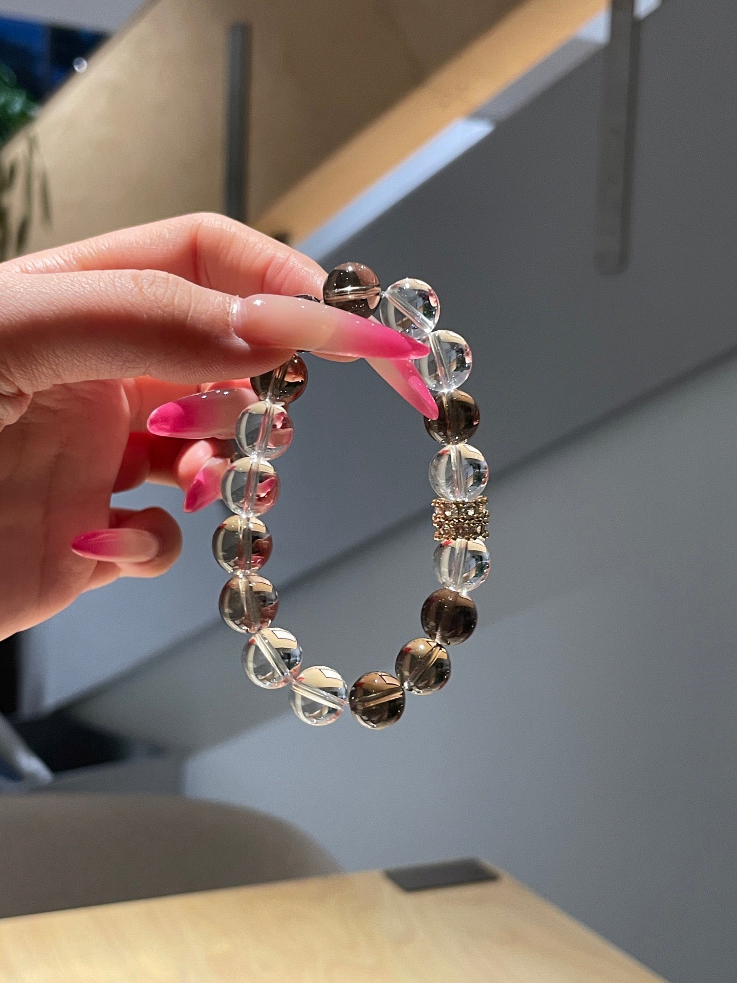 Wildwood Crystal Bracelet | Smoky Quartz & Clear Quartz | 10mm