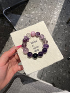 Mystic Amethyst Realm Bracelet | Uruguayan Amethyst, Bolivian Amethyst, Lepidolite, Purple Beryl & Rose Quartz | 12–14mm