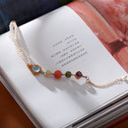 Multi-Gemstone Braided Bracelet | Freshwater Pearl, Aquamarine & Hetian Jade