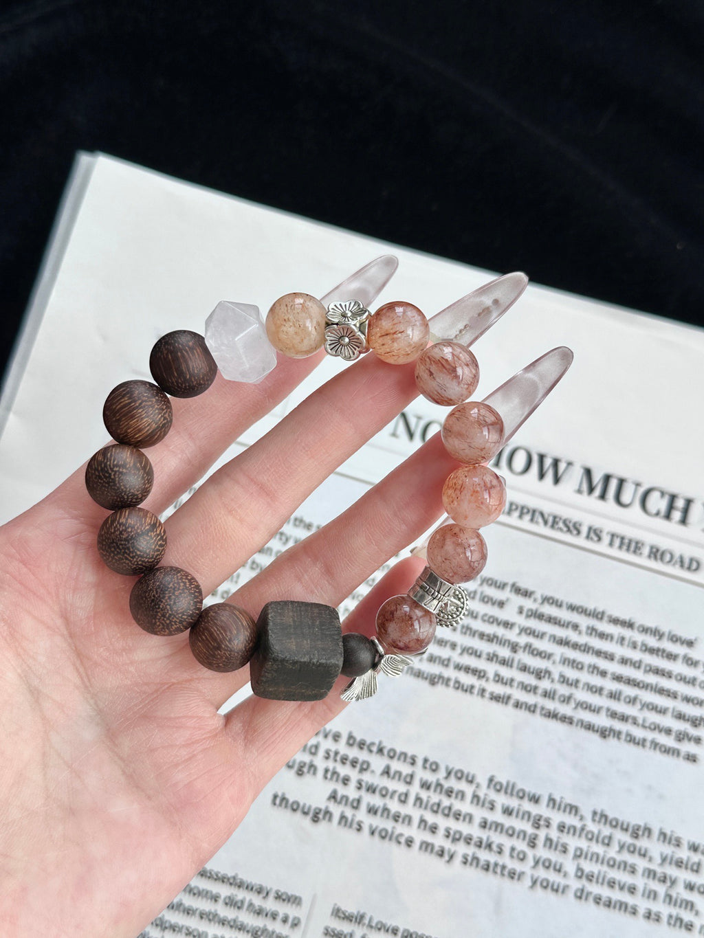 Rosemary – Black Gold Super Seven, Agarwood & White Phantom Crystal Bracelet