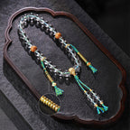 Natural Brazilian Clear Quartz 10 mm Beaded Bracelet | New-Chinese Style Prayer Mala, Handheld Buddhist Strand