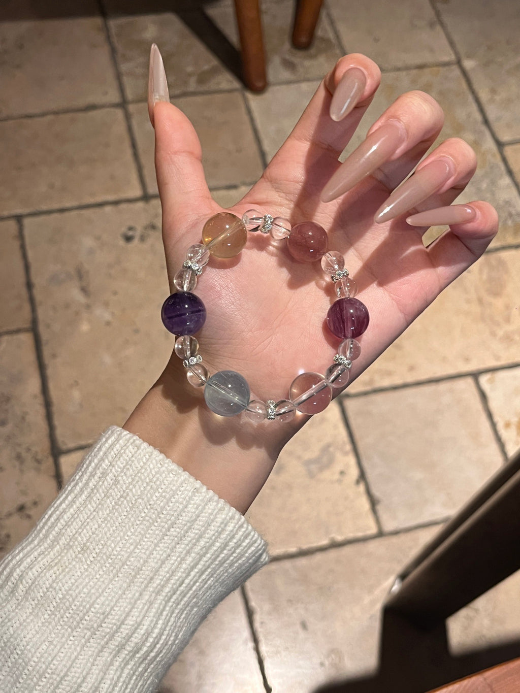 Rainbow Candy | Amethyst, Clear Quartz, Citrine, Aquamarine, Purple Fluorite & Strawberry Quartz Bracelet | 8–14.5mm