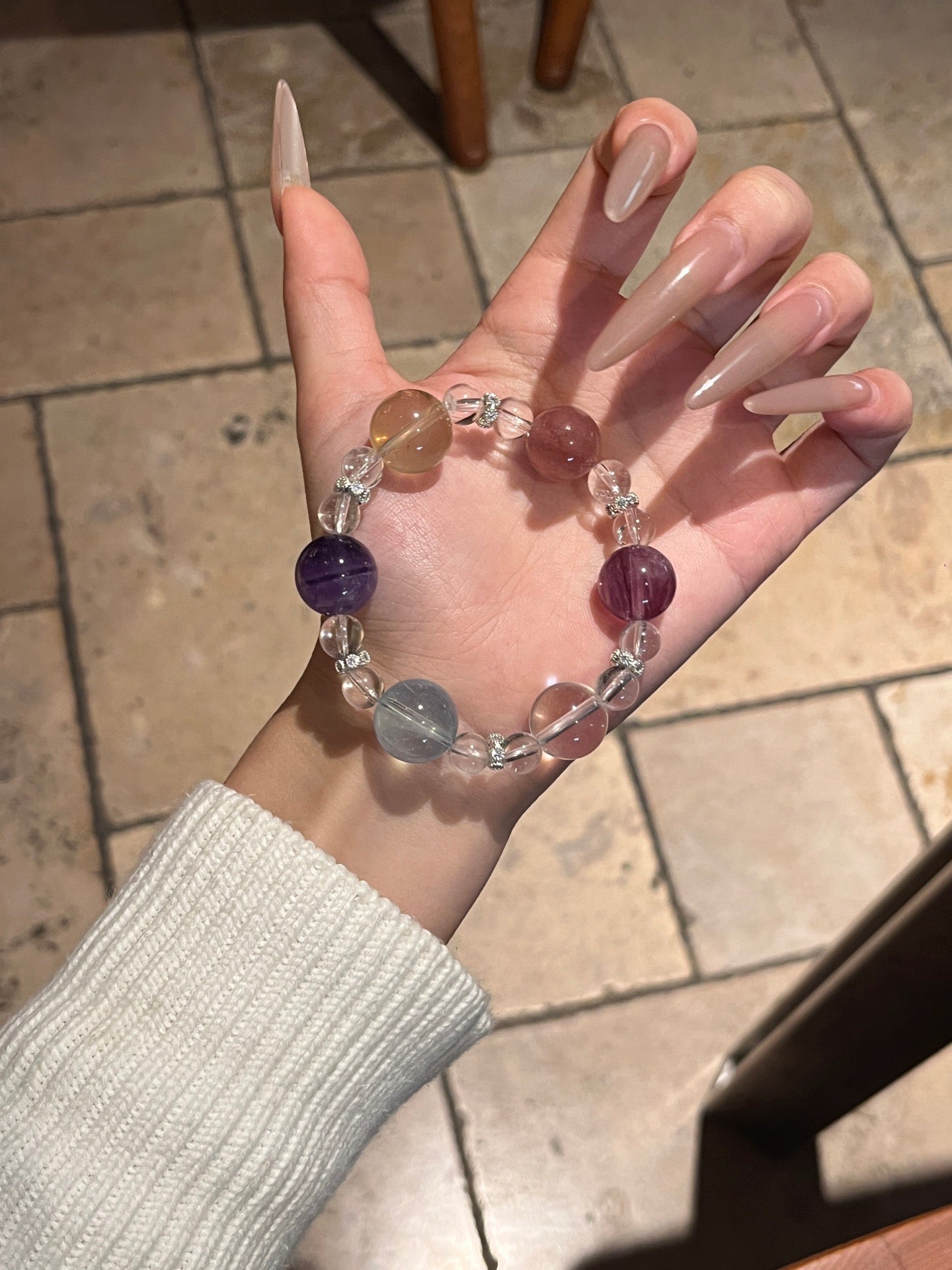 Rainbow Candy | Amethyst, Clear Quartz, Citrine, Aquamarine, Purple Fluorite & Strawberry Quartz Bracelet | 8–14.5mm