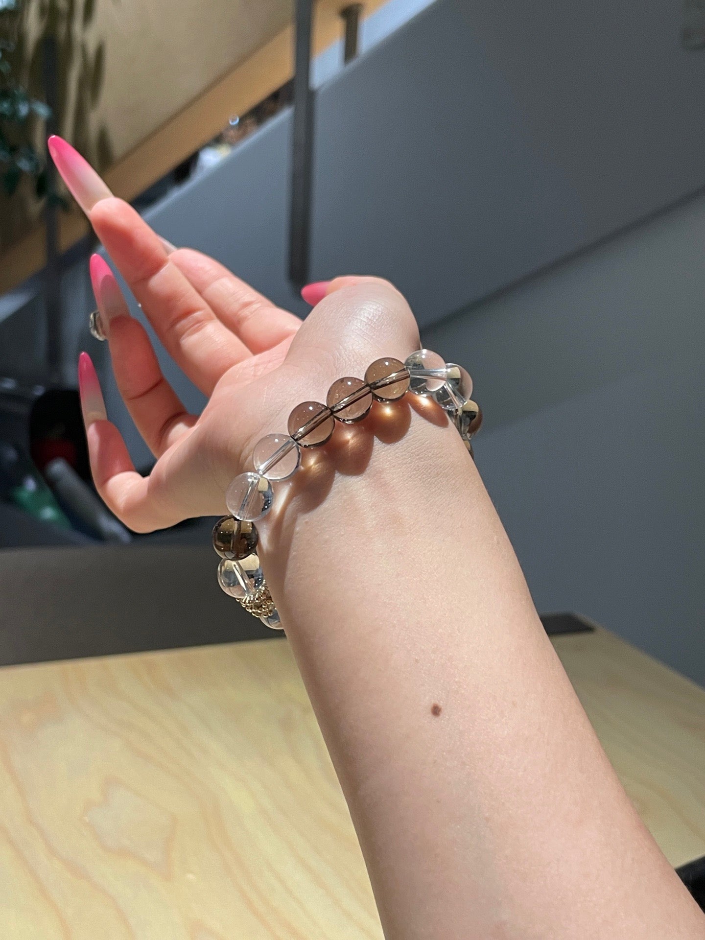 Wildwood Crystal Bracelet | Smoky Quartz & Clear Quartz | 10mm