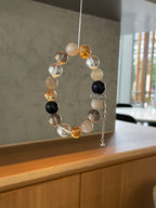 Starlit Galaxy – Starry Backbone, Obsidian, Smoky Quartz Crystals Bracelet