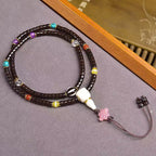 Natural Coconut Barrel Beads Mala – Multi-Layer Bracelet & Necklace with Agarwood, Turquoise & Agate