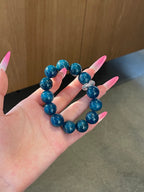 Blue Haven – Blue Phosphosiderite & White Crystal Rings Bracelet