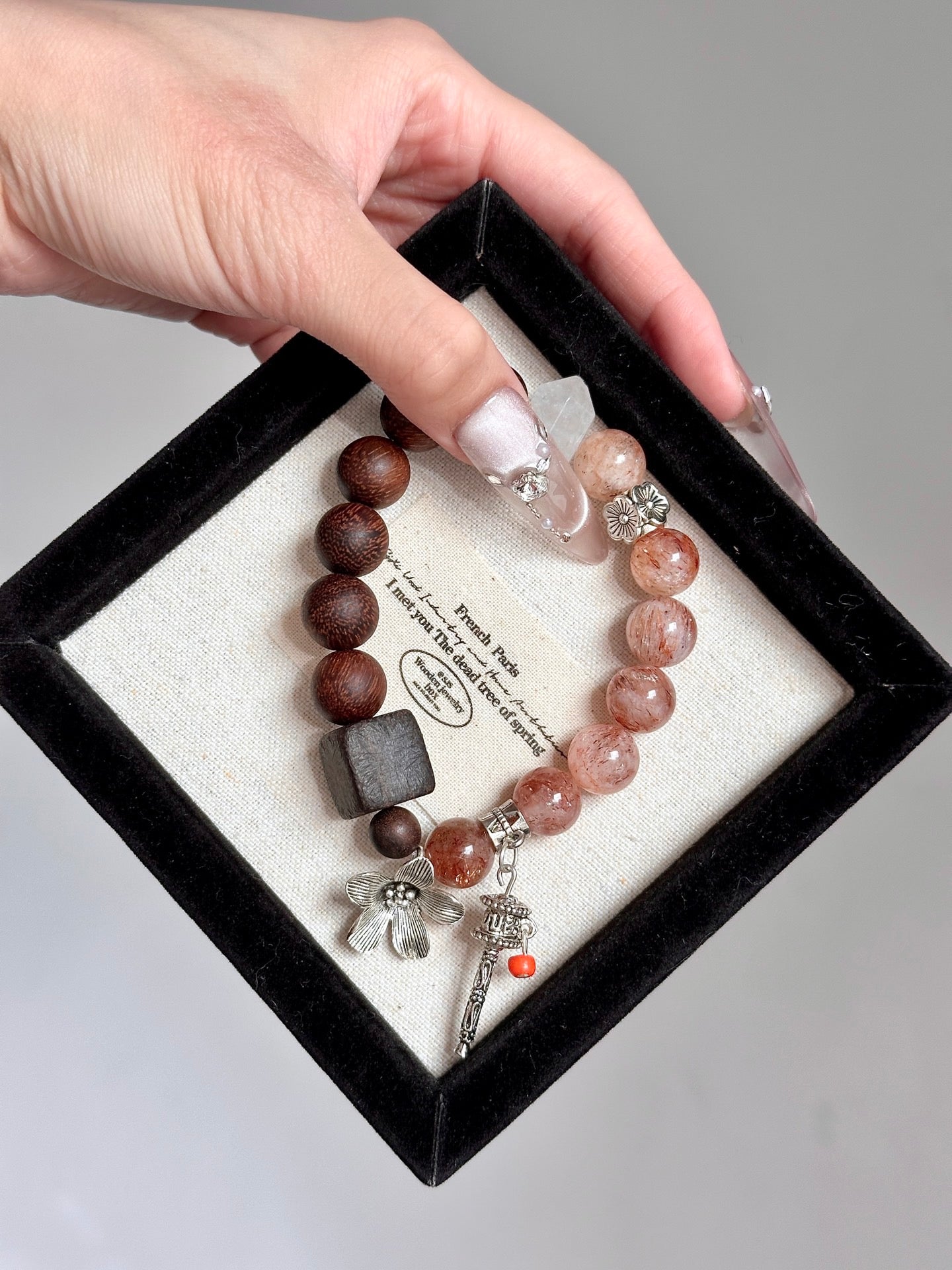 Rosemary – Black Gold Super Seven, Agarwood & White Phantom Crystal Bracelet