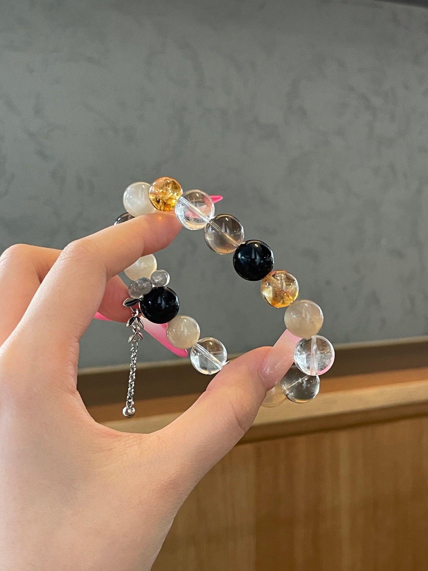 Starlit Galaxy – Starry Backbone, Obsidian, Smoky Quartz Crystals Bracelet