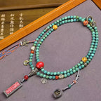 Tibetan Akshobhya Vajra Gau Box Pendant Necklace – Thangka Style with Glass, Copper & Turquoise