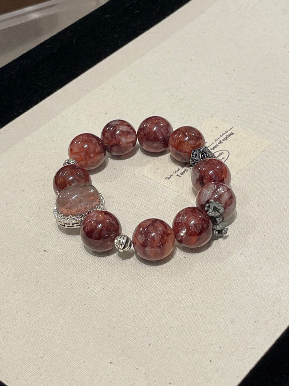 “Rosewood Fortune” Bracelet | Phantom Magic Box & Red Resin Flower 15–16mm