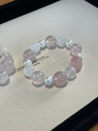 「Pink Ballet」 Crystal Bracelet | Rose Quartz, Mother of Pearl & White Phantom | 8–15mm