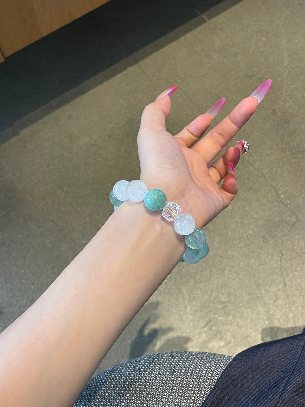 Sea Breeze – Blue Phosphosiderite & White Crystal Bracelet