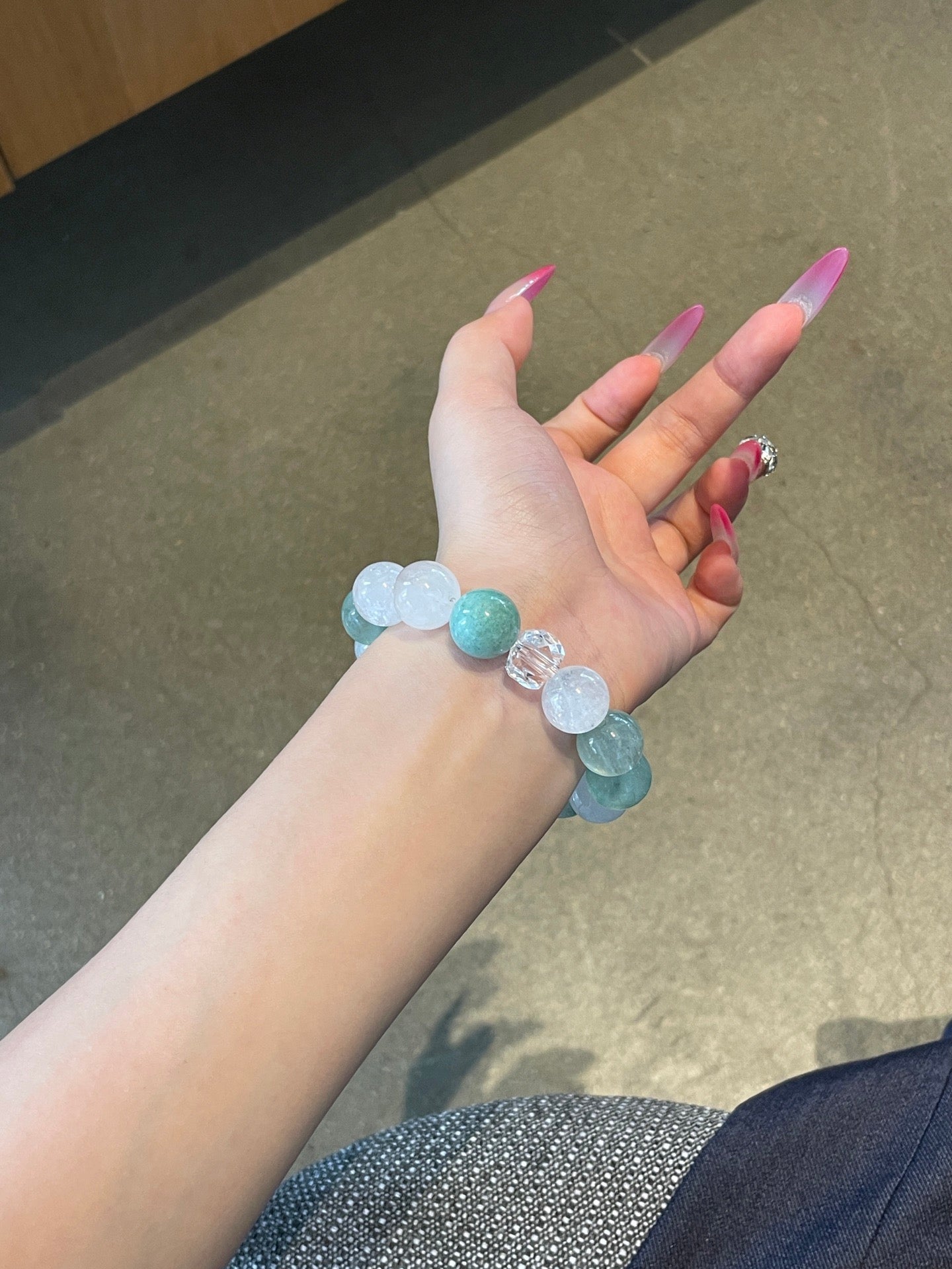 Sea Breeze – Blue Phosphosiderite & White Crystal Bracelet