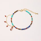 “Dream of Dunhuang” Lapis Lazuli Multi-Gemstone Tassel Bracelet | Elongated Teardrop Design