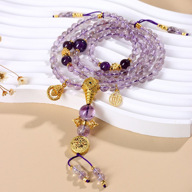Bolivian Amethyst Mala – 108 Beads Bracelet necklace