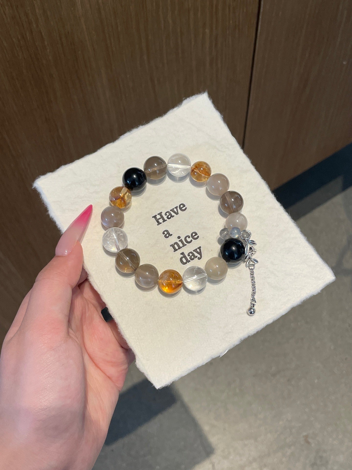 Starlit Galaxy – Starry Backbone, Obsidian, Smoky Quartz Crystals Bracelet