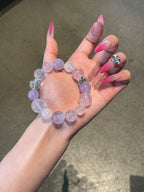 Violet Rain – Amethyst, Rose Quartz & White Phantom Quartz Bracelet